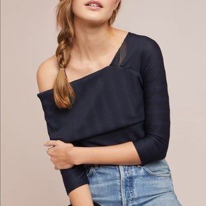 Anthropologie shuler one-shoulder navy top